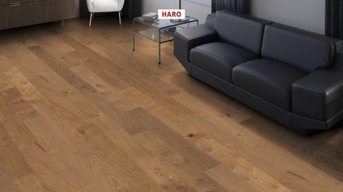 Bernsteineiche Sauvage strukturiert naturaLin plus Nut & Feder HARO PARKETT 4000 Landhausdiele Prestige
