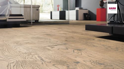Eiche tabakgrau Sauvage retro strukturiert naturaLin plus Top Connect HARO PARKETT 4000 Landhausdiele 180 4V