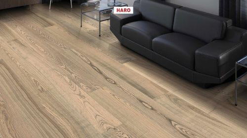 Esche tabakgrau Universal retro strukturiert naturaLin plus Top Connect HARO PARKETT 4000 Landhausdiele 180 4V
