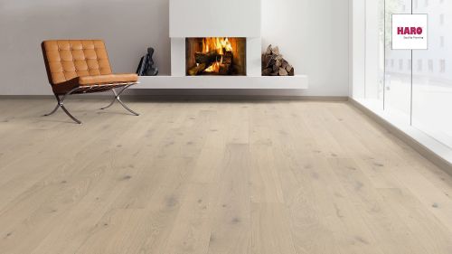 Eiche sandgrau Sauvage strukturiert naturaLin plus Top Connect HARO PARKETT 4000 Landhausdiele Plaza 240 4V