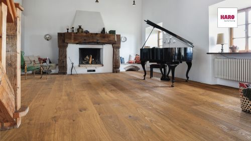 Bernsteineiche Universal alpin strukturiert naturaLin plus Top Connect HARO PARKETT 4000 Landhausdiele Plaza 240 4V