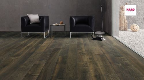 Esche olivgrau Expressiv strukturiert oleovera Top Connect parkettmanufaktur by HARO 4000 Landhausdiele 4V